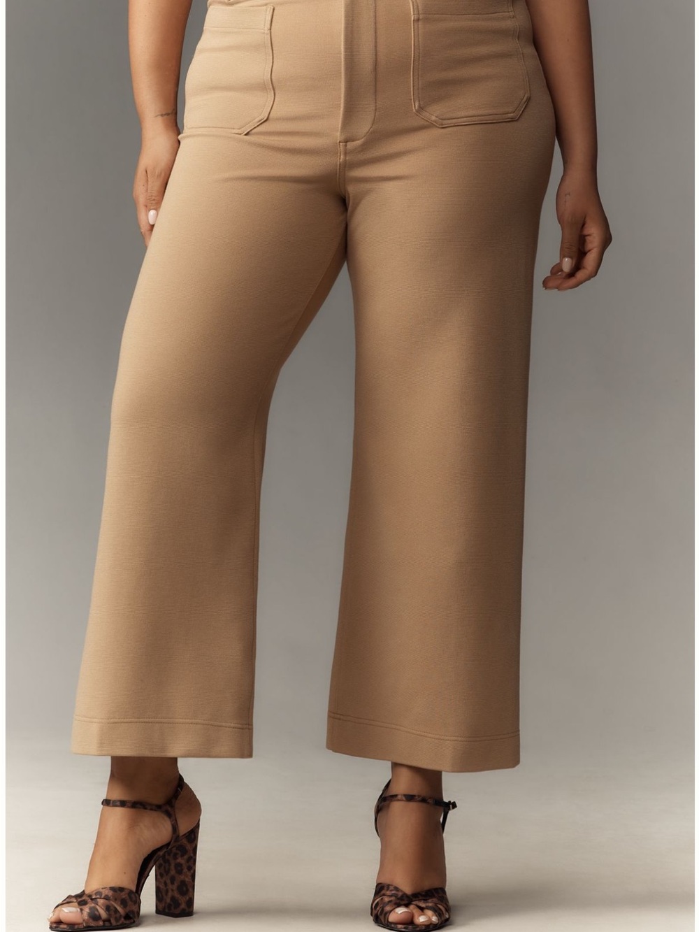 Maeve for Anthropologie Colette Knit High-Rise Wide-Leg Cropped Pant PLUS SIZE - Picture 2 of 11